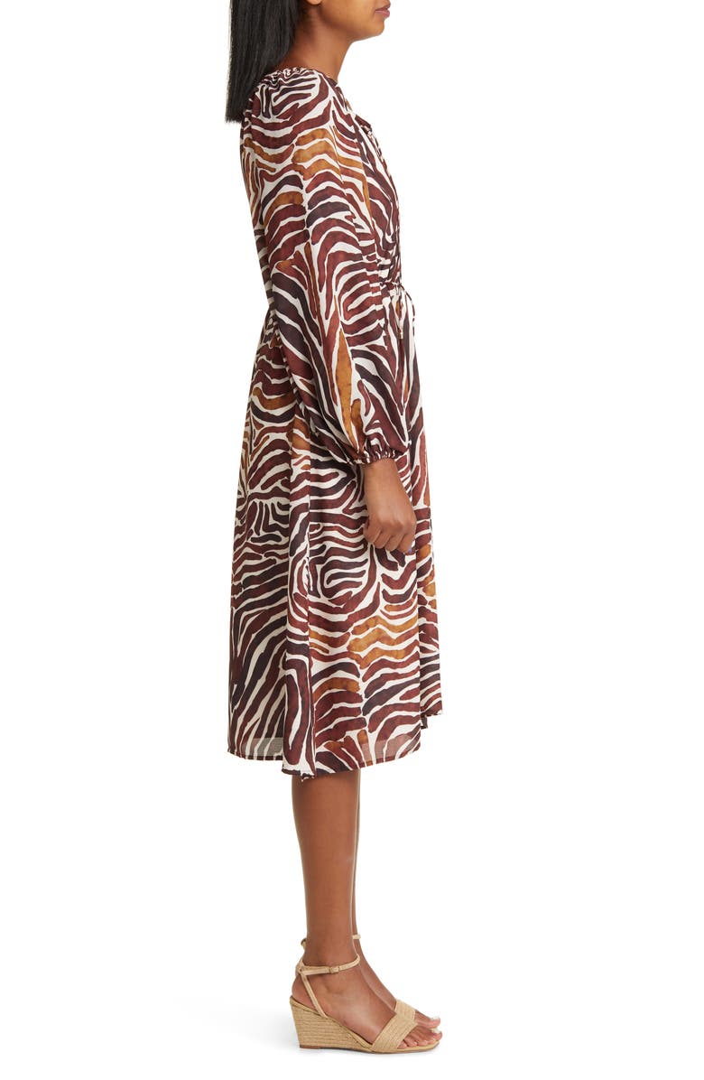 Tommy Bahama Zen Zebra Long Sleeve Midi Dress, Alternate, color, 