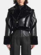 Manière De Voir Kena Leather & Plush 2-in-1 Gilet Jacket
