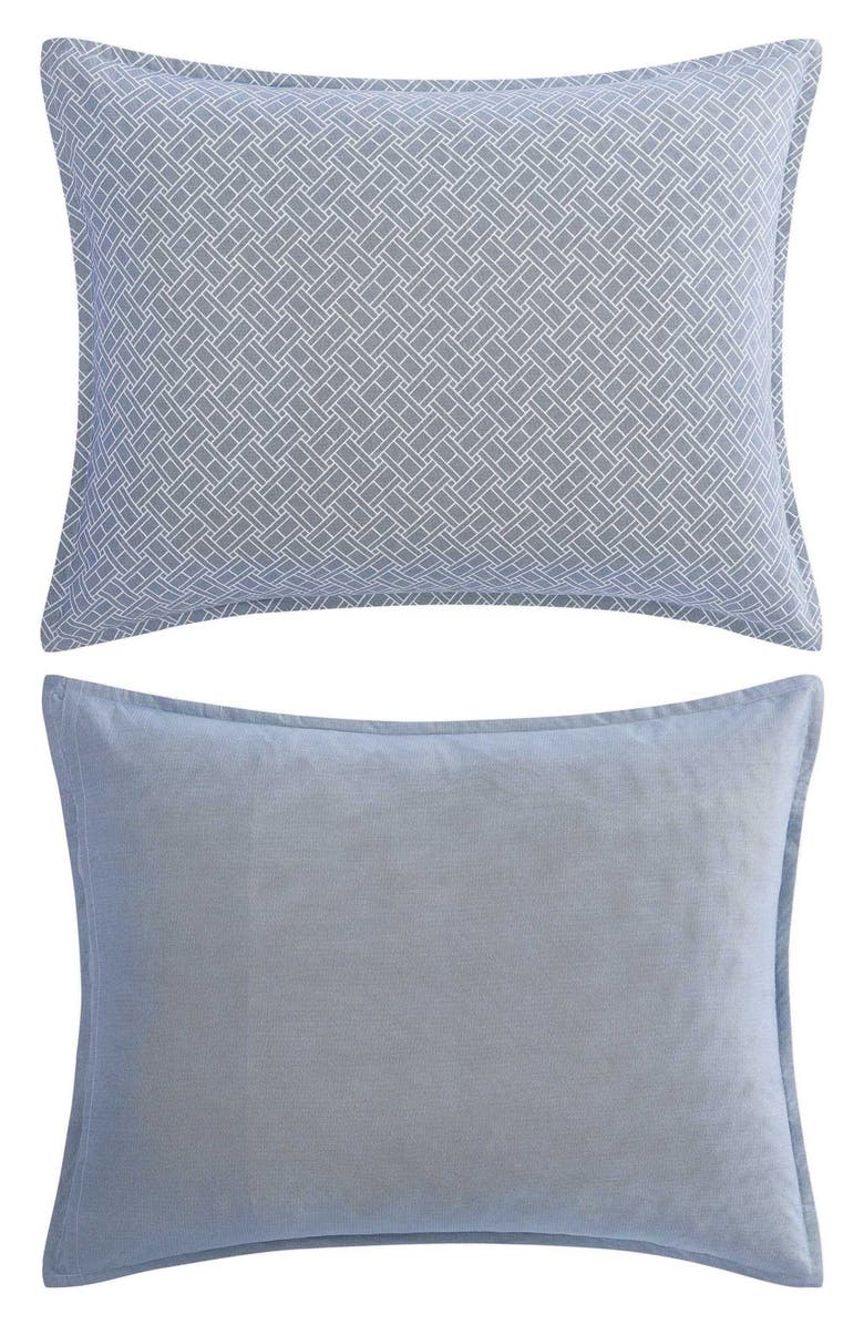 Tommy Hilfiger Trellis Flag Duvet Cover & Shams Set, Alternate, color, Yale Blue/ Yale Blue
