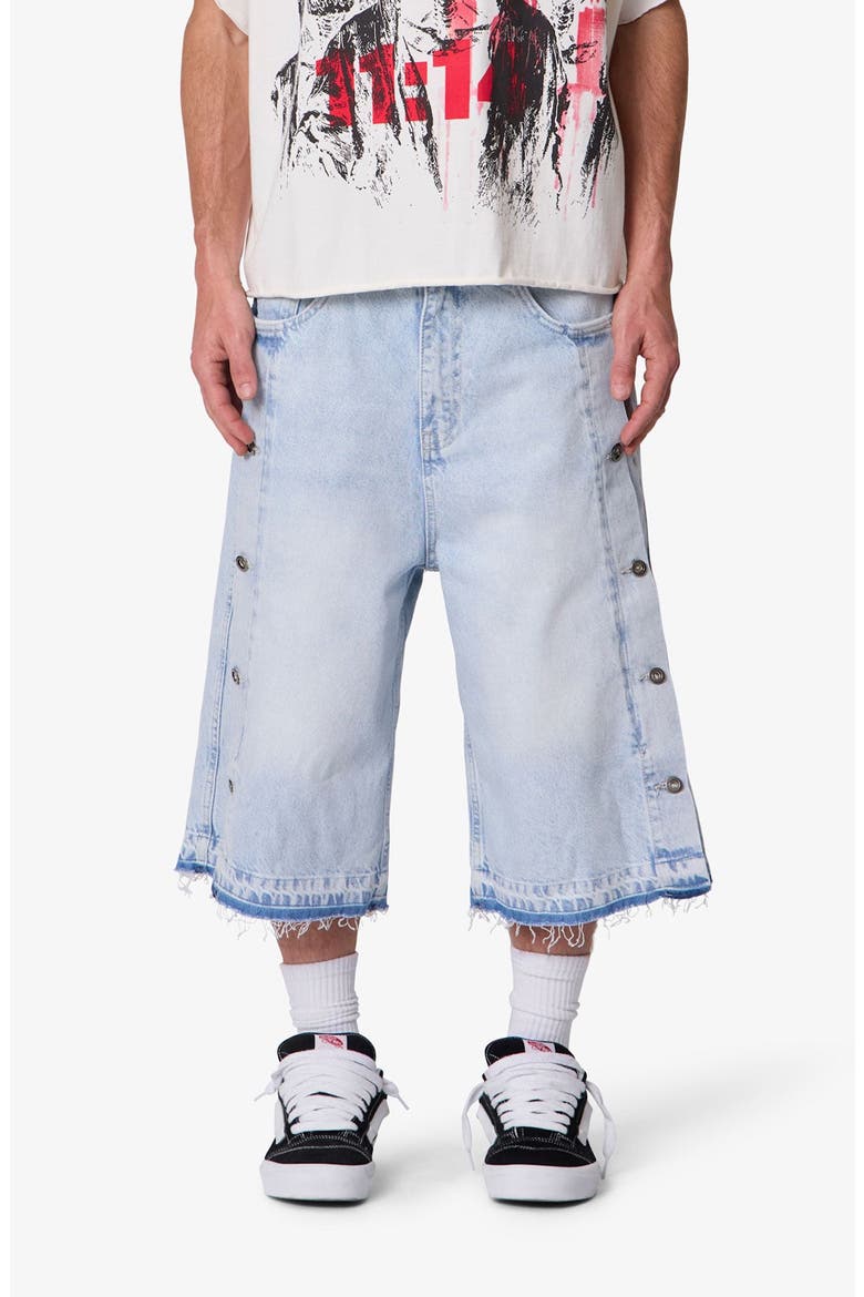 Ultra Baggy Offset Button Crop Jeans, Main, color, LIGHT BLUE