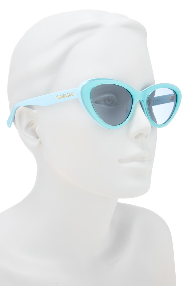 Gucci 54mm Cat Eye Sunglasses, Alternate, color, Light Blue Blue Blue