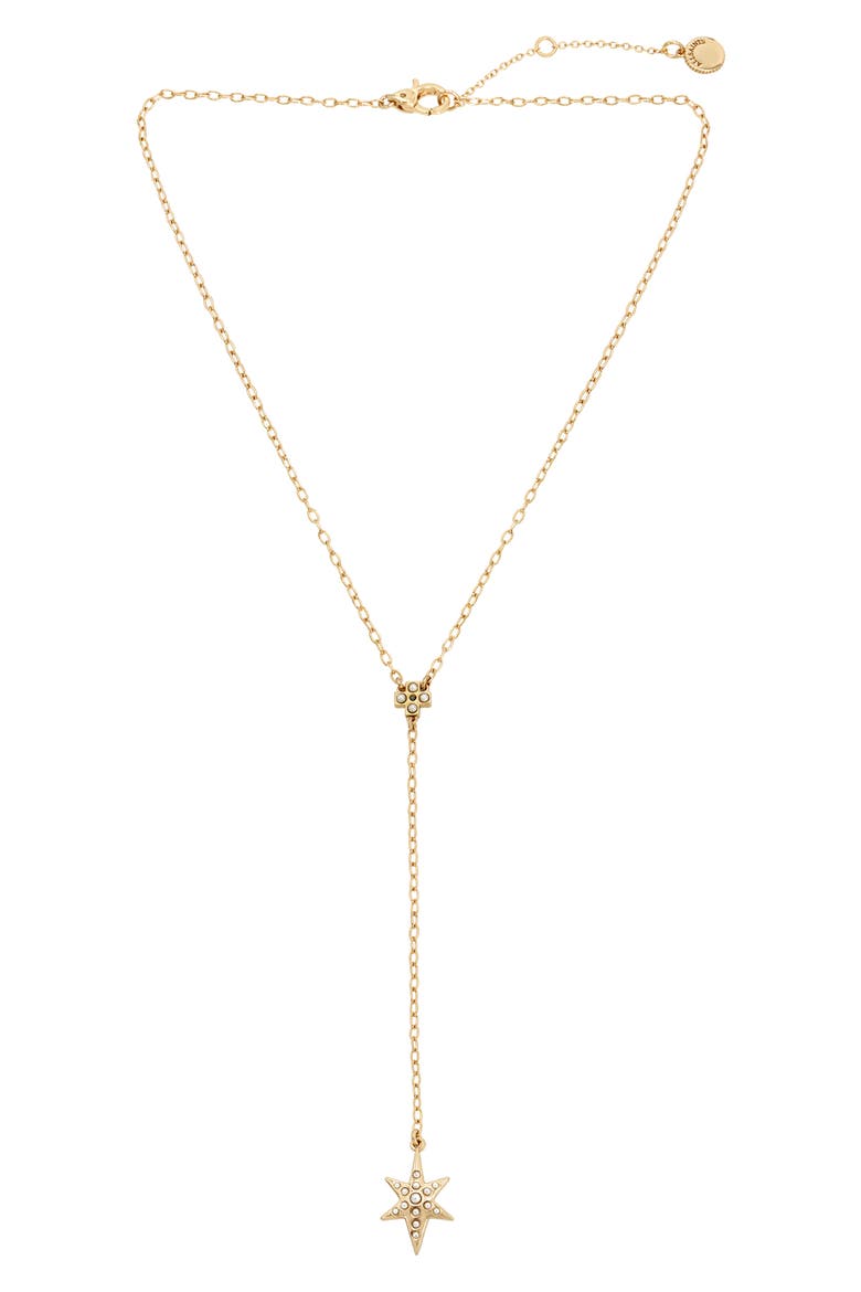 Faux Pearl Star Charm Y-Necklace, Main, color, GOLD