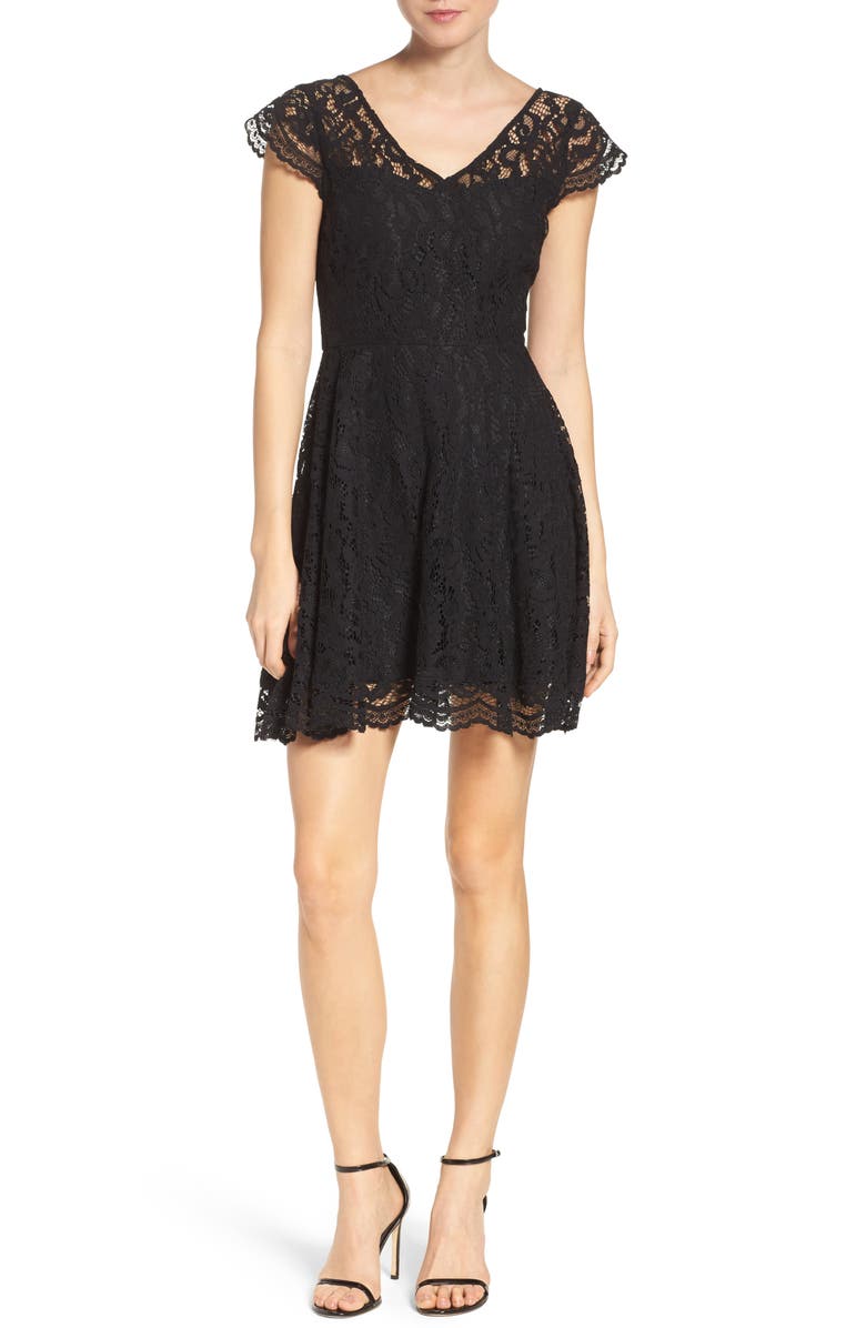 BB Dakota by Steve Madden BB Dakota 'Reece' Lace Fit & Flare Dress, Alternate, color, 