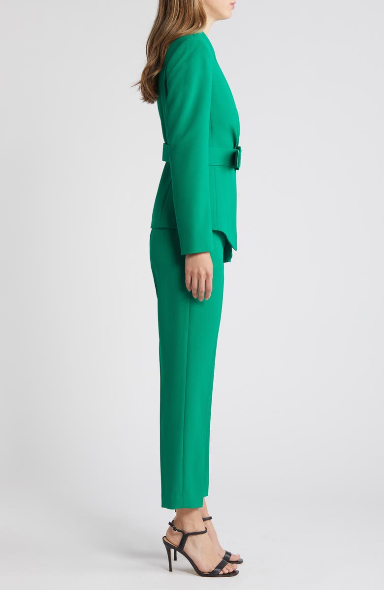 Tahari ASL Peak Lapel Belted Blazer & Pants Set, Alternate, color, Emerald