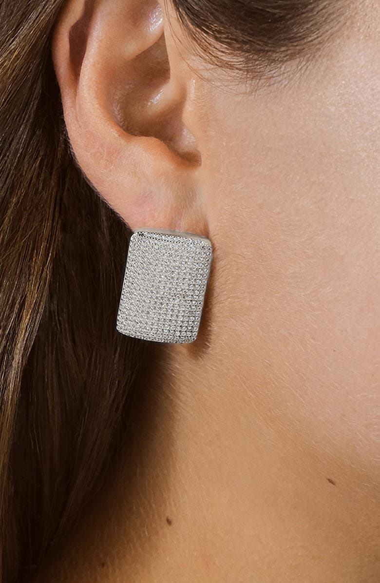 Sterling Forever Beignet Cubic Zirconia Stud Earrings, Alternate, color, Silver