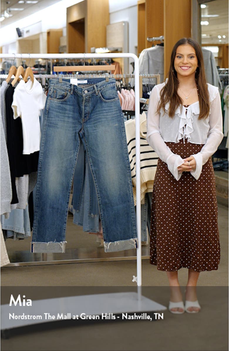 Hopewell High Waist Cuffed Raw Hem Straight Leg Jeans, sales video thumbnail