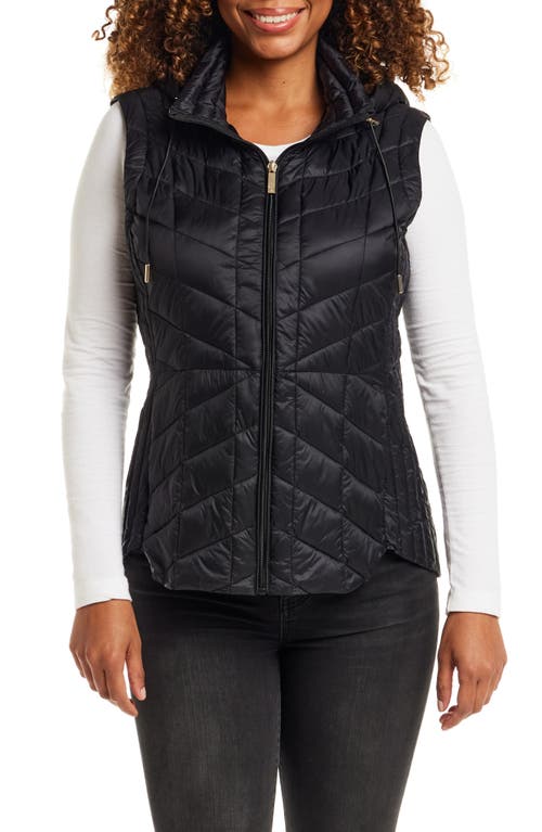 Gallery Quilted Water Resistant Vest With Removable Hood In Black