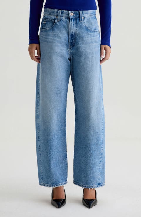 Hattie High Waist Ankle Wide Barrel Leg Jeans (Blueprint)