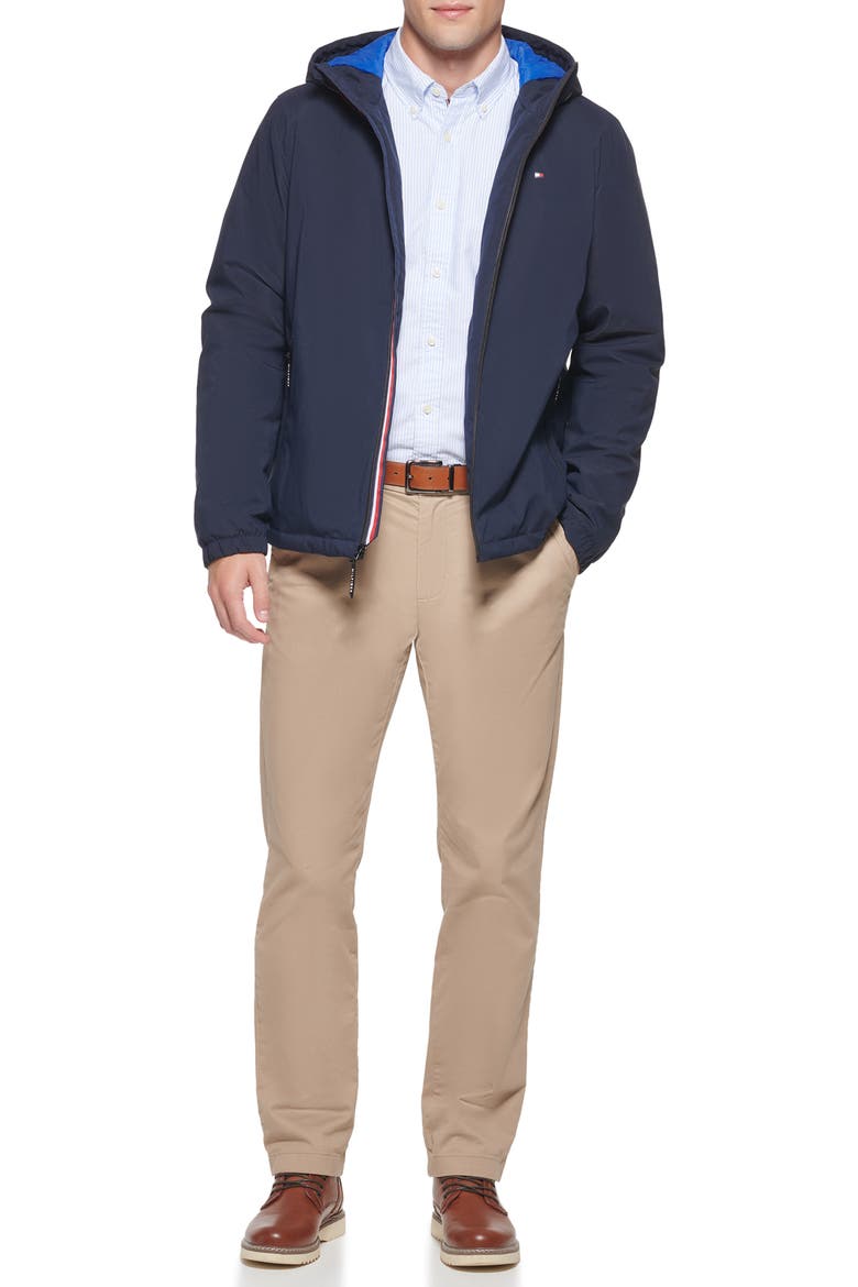 Hooded Stretch Woven Jacket, Alternate, color, NAVY
