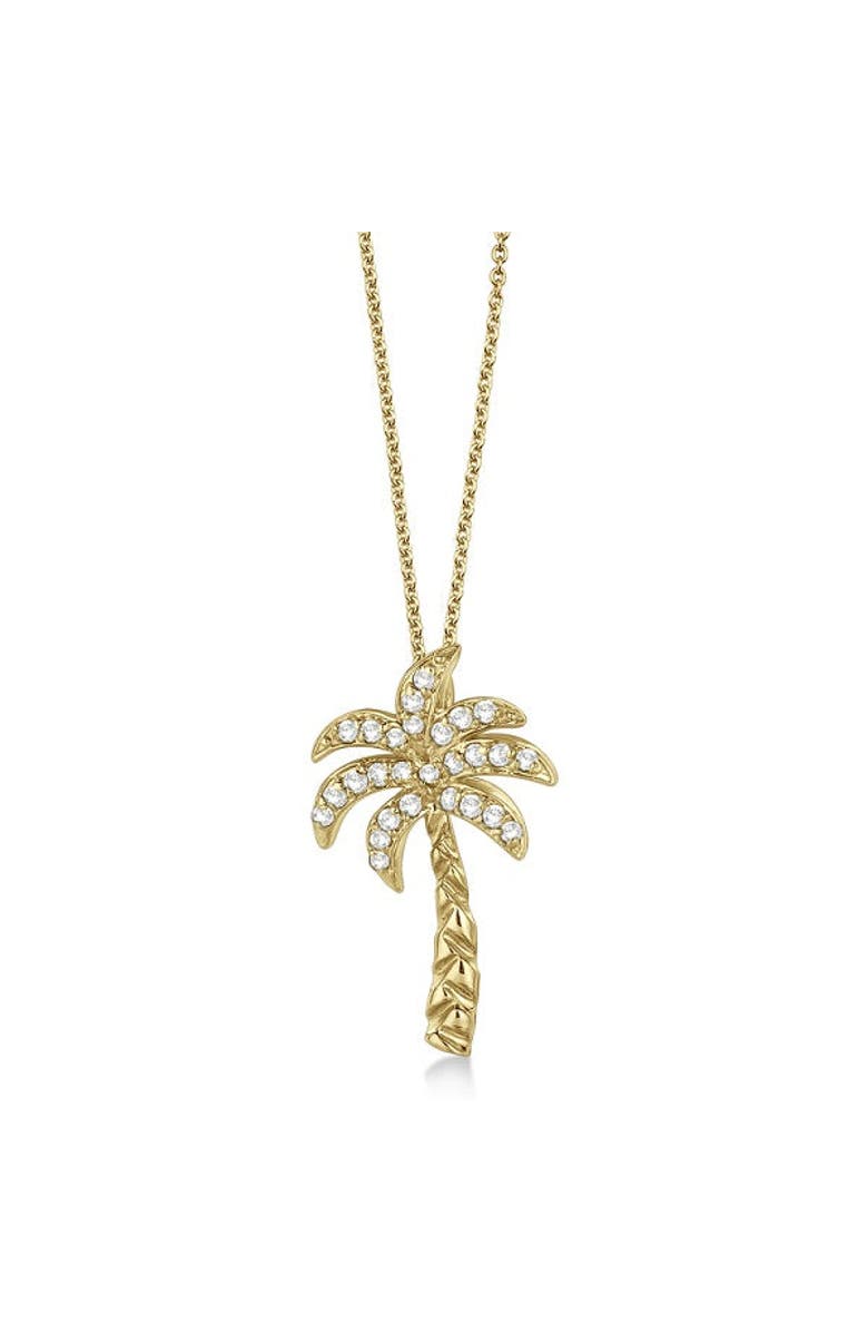 ALLUREZ Palm Tree Shaped Diamond Pendant Necklace 14k, Alternate, color, Yellow Gold