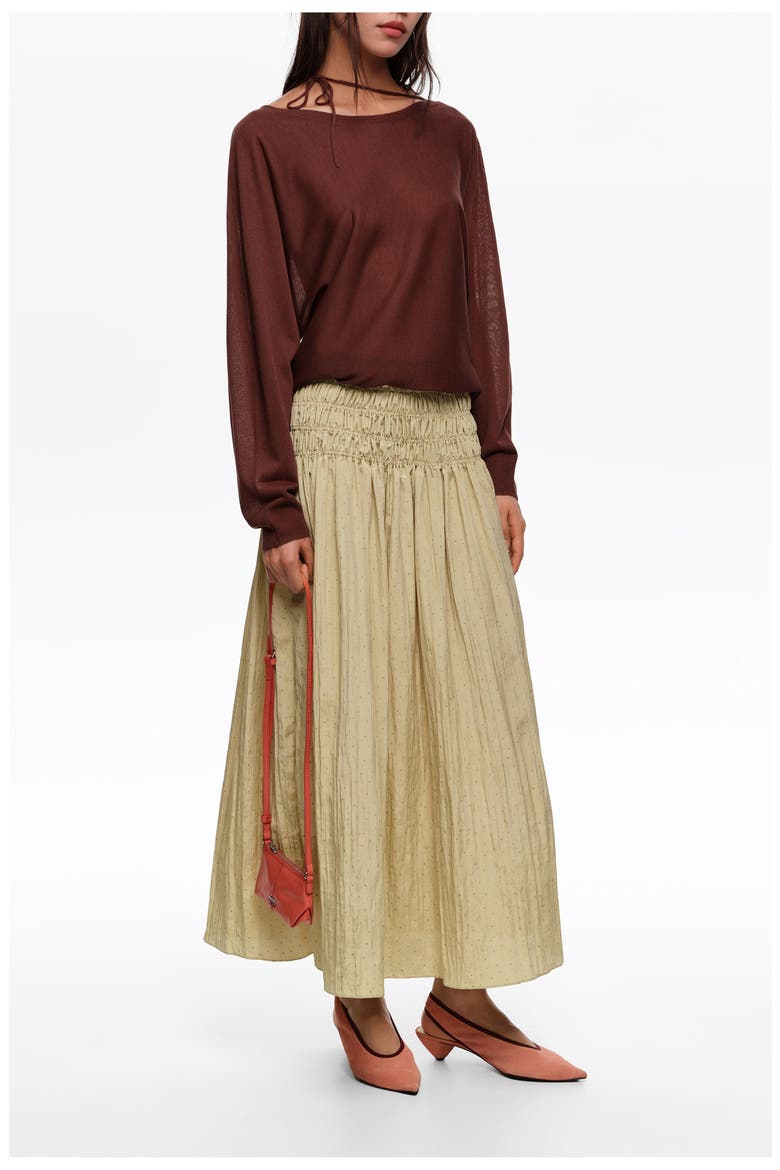 Mini Dots Ruched Flare Skirt, Alternate, color, DOTS MINI OLIVE