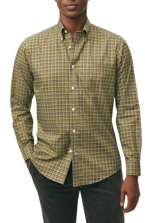 Brooks Brothers Fall Check Regular Fit Non-Iron Stretch Button-Down Shirt in Olive 