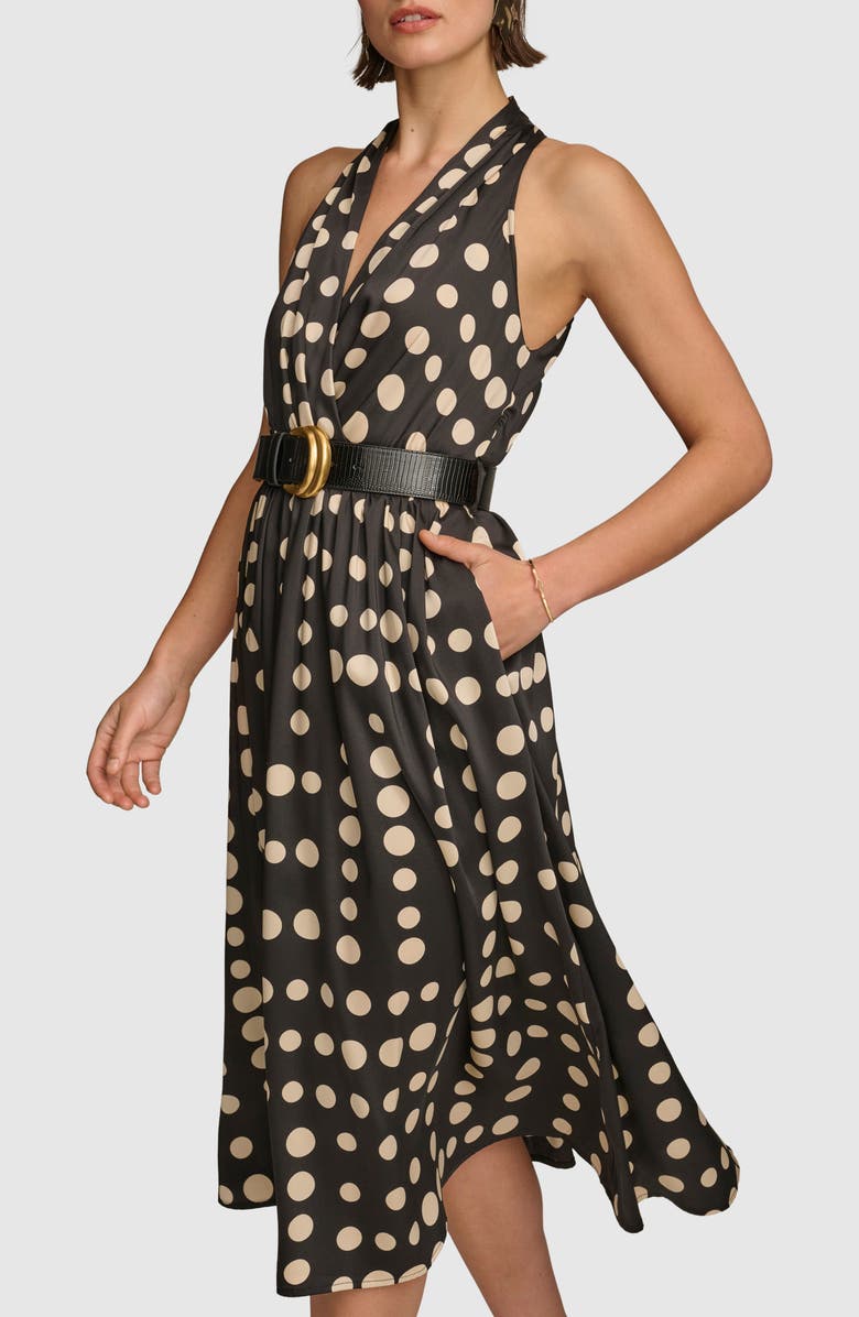 Donna Karan New York Polka Dot Belted Midi Dress, Alternate, color, 
