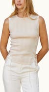 CRESCENT Lace Up Linen Blend Knit Tank Top
