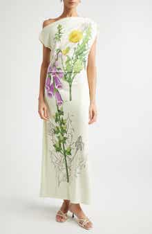 Foxglove Sketch Off the Shoulder Jersey Dress