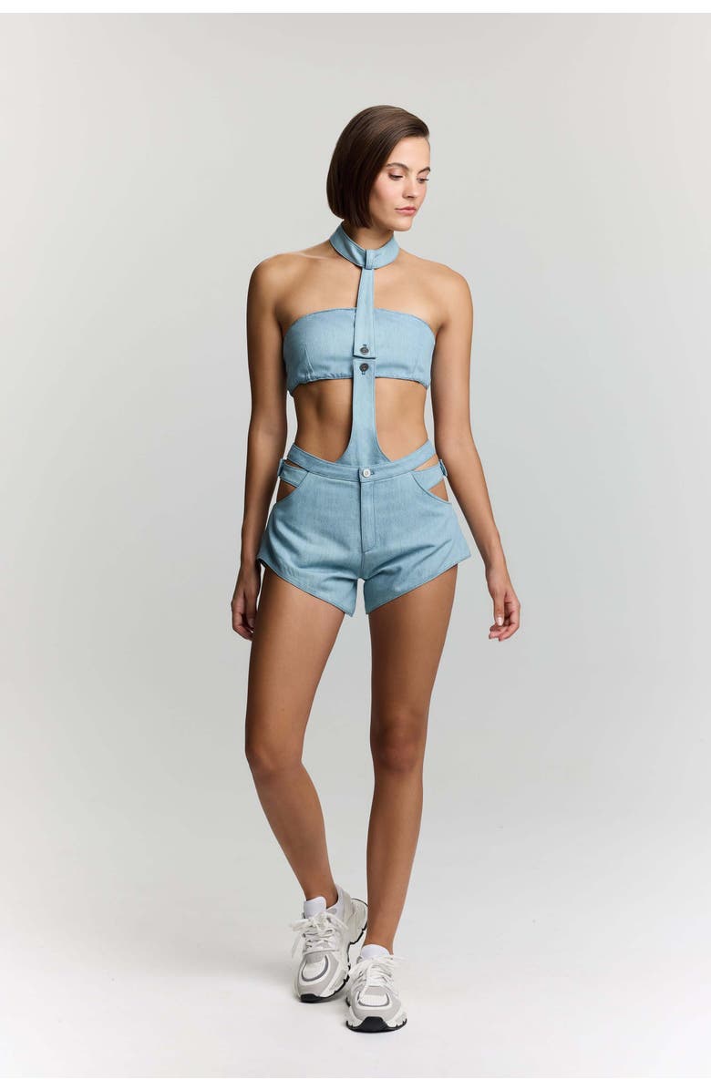 Jendue US Belinda Denim Bodysuit, Alternate, color, Iced Blue