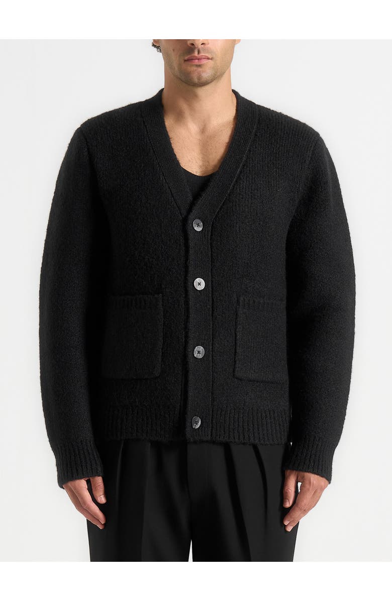 Manière De Voir Wool Knit Cardigan, Alternate, color, Black