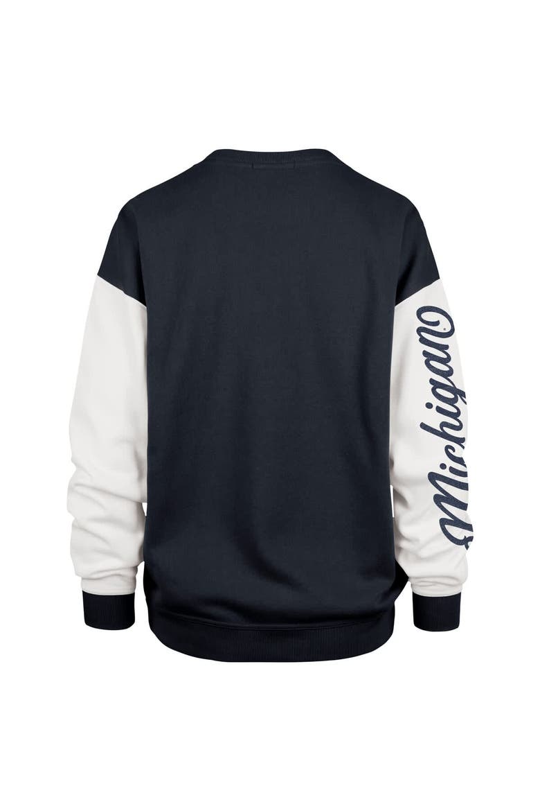 Women's '47  Navy Michigan Wolverines Double Header Rise Andie Pullover Sweatshirt, Alternate, color, Navy