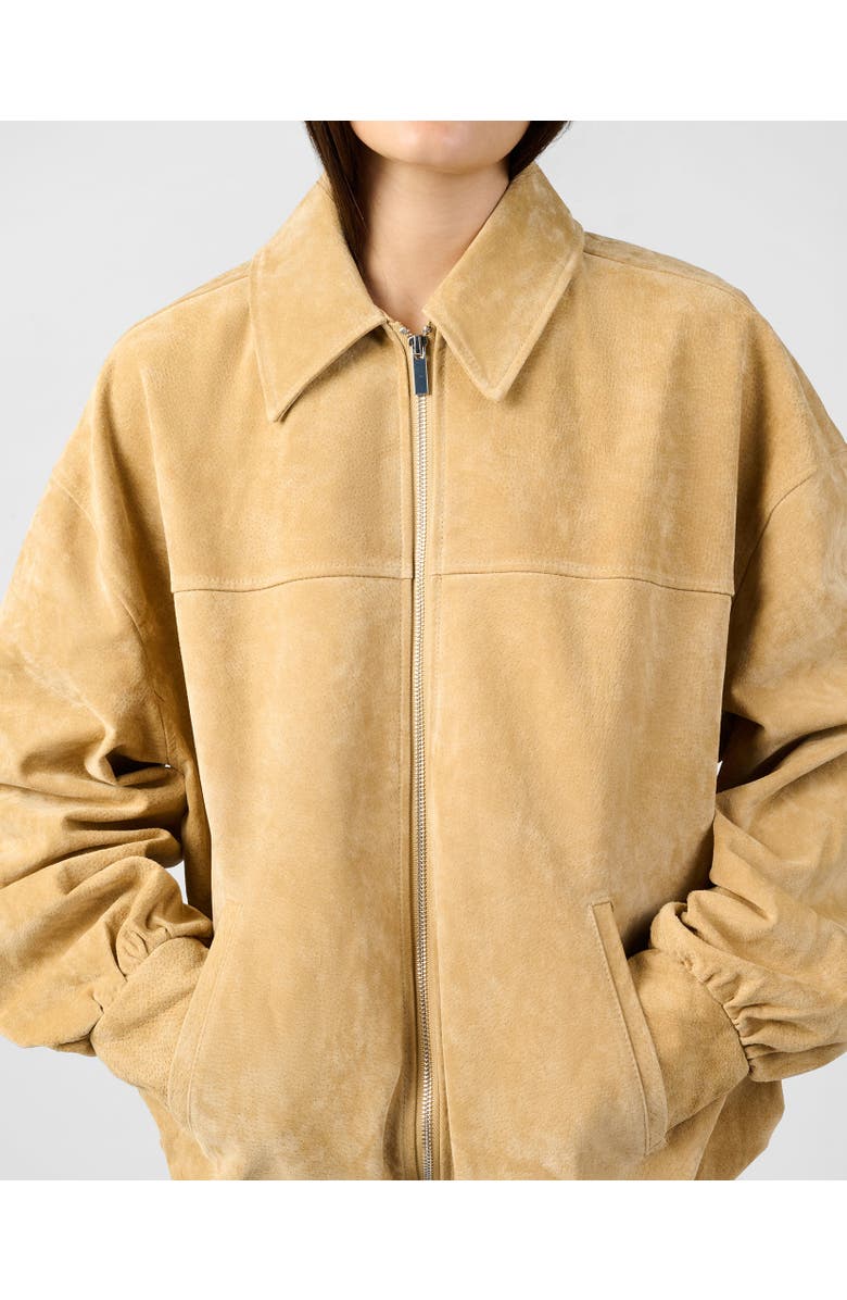 WeWoreWhat Premium Suede Bomber Jacket, Alternate, color, Tan