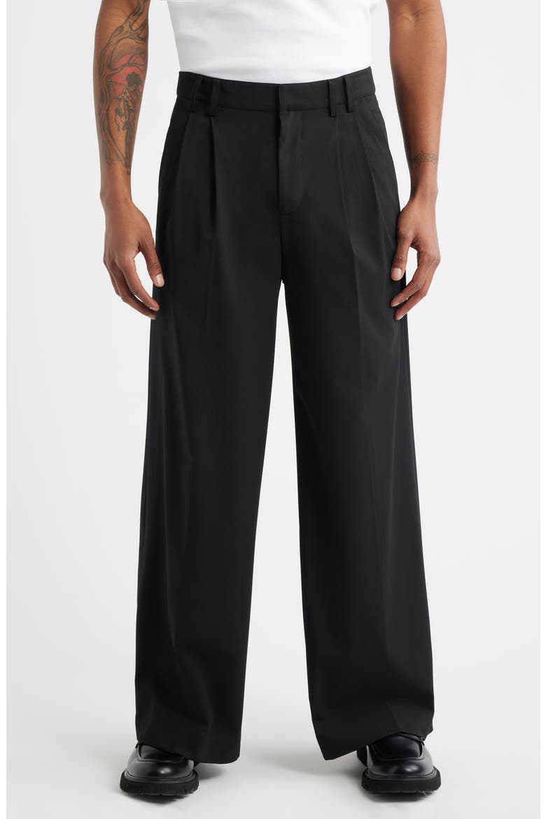 Eco Pleated Wide Leg Trousers, Main, color, BLACK