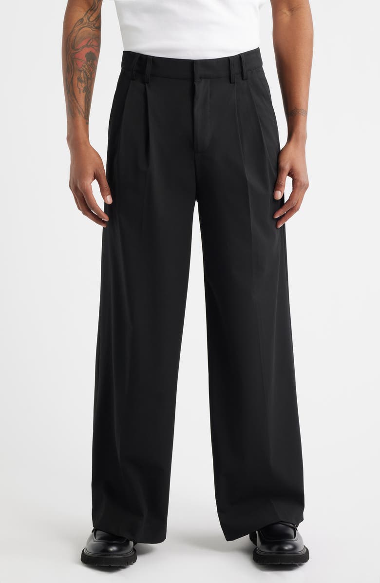 KROST Eco Pleated Wide Leg Trousers, Main, color, Black
