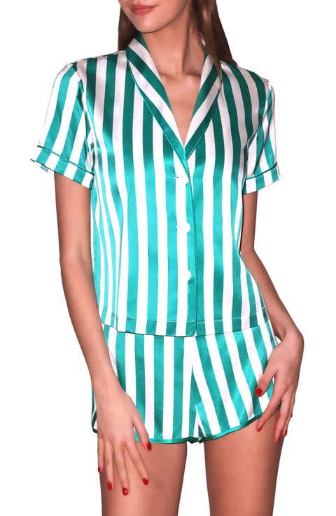 Riviera Stripe Satin Pajama Top