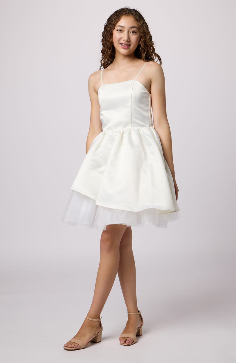 Un Deux Trois Kids' Peekaboo Tulle Satin Party Dress, Main, color,