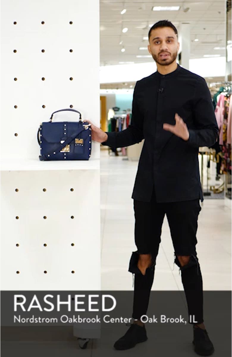 Studded Faux Leather Box Crossbody Bag, sales video thumbnail