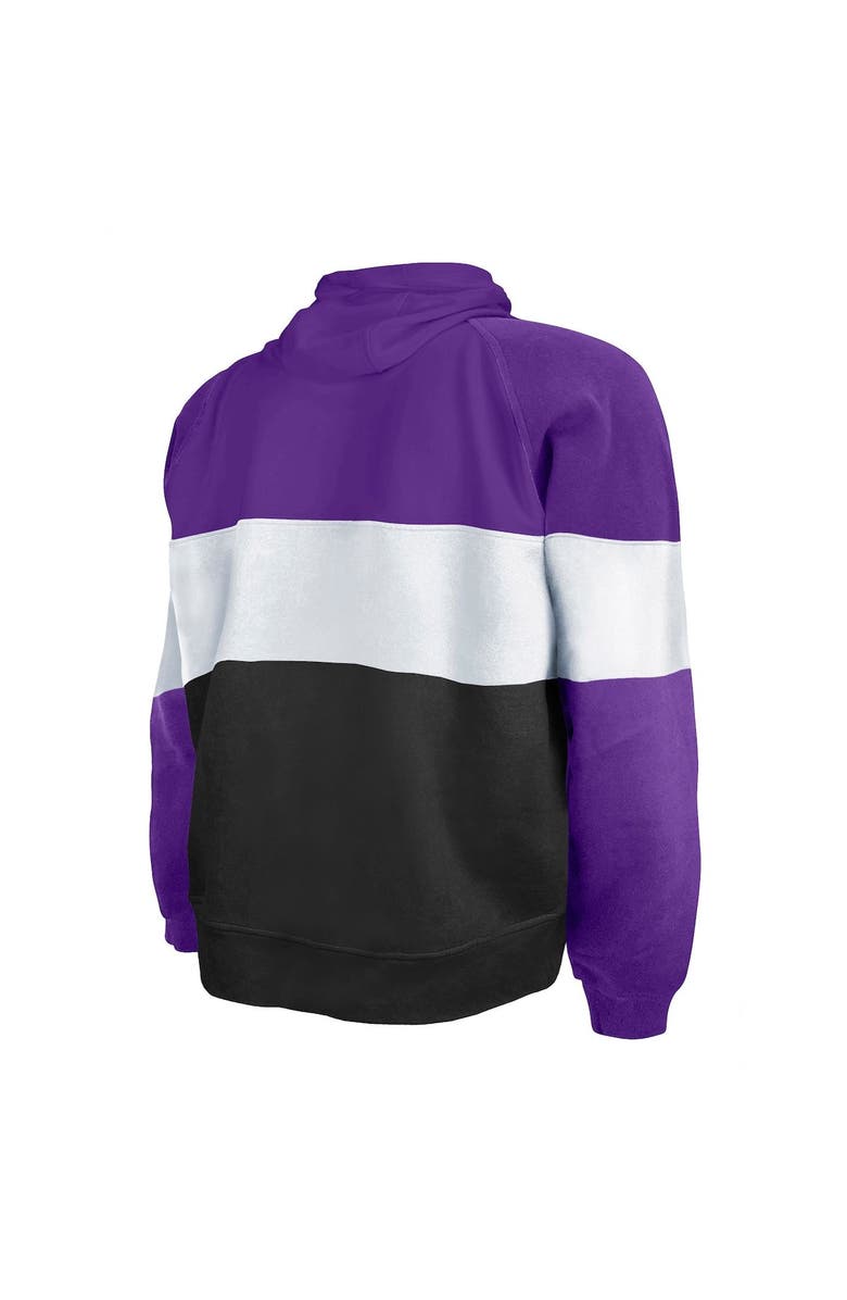 New Era Men's New Era Black/Purple Baltimore Ravens Big & Tall Current Colorblock Raglan Fleece Pullover Hoodie, Alternate, color,