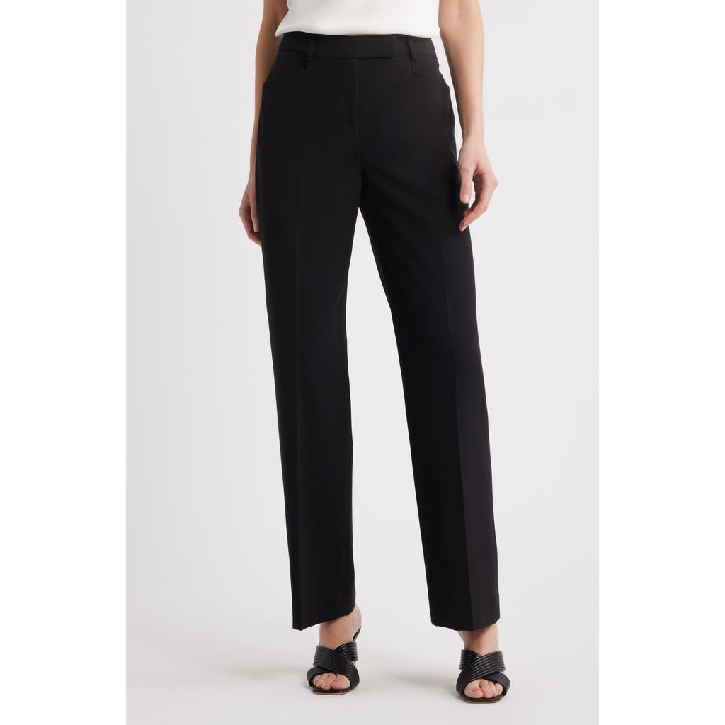 Tahari Asl Bird Eye Straight Leg Pants In Black