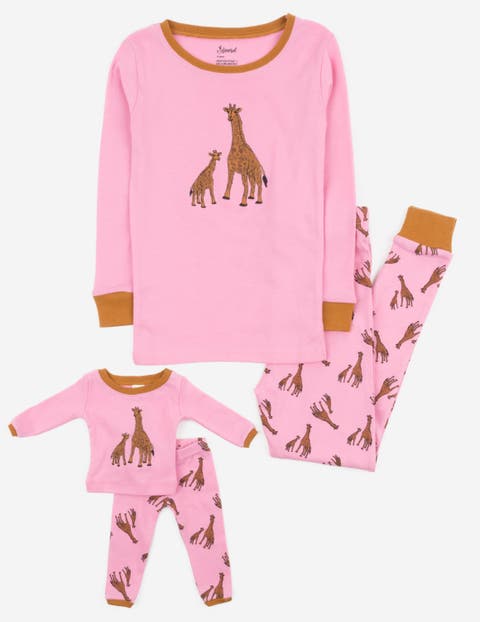 Girls Matching Doll Printed Cotton Pajamas, Animal & Seasonal Prints (Toddler, Little Kid & Big Kid)