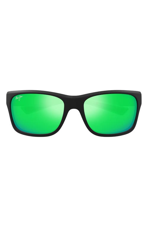 Maui Jim Southern Cross 63mm Ovresize Polarized Sunglasses In Green