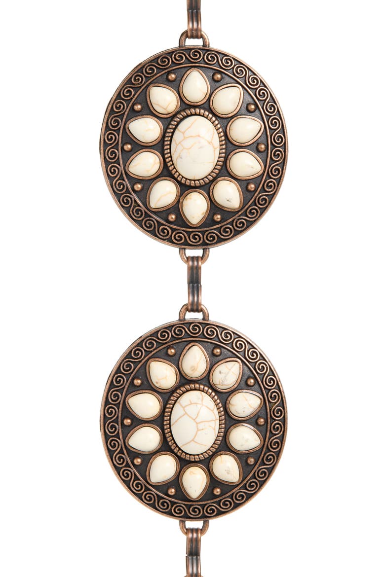 Floral Metal Belt, Alternate, color, BROWN- IVORY