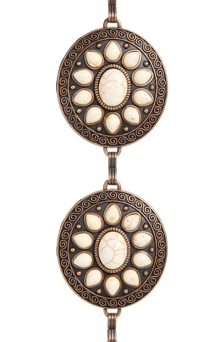 BP. Floral Metal Belt, Alternate, color, Brown- Ivory