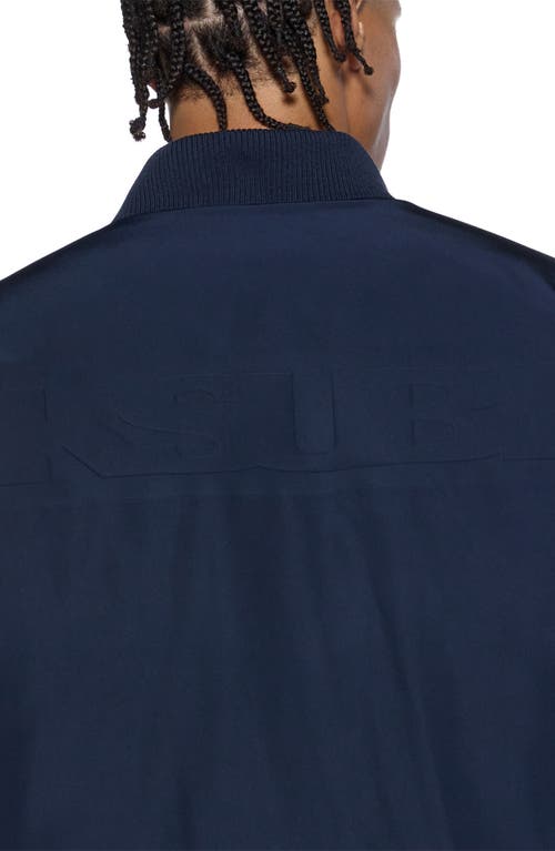 Ksubi Intruder Navy Satin Bomber Jacketr In Blue