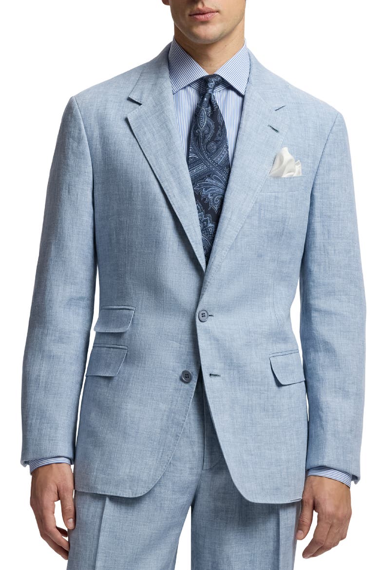 Glen Hand-Tailored Délavé Linen Blend Sport Coat, Main, color, BLUE