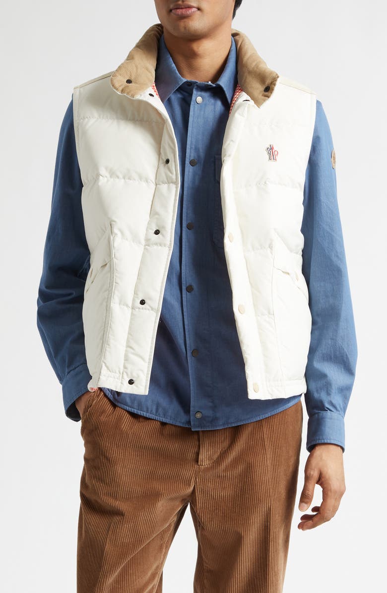 Moncler Grenoble Scais Mixed Media Down Puffer Vest, Main, color, Bright White