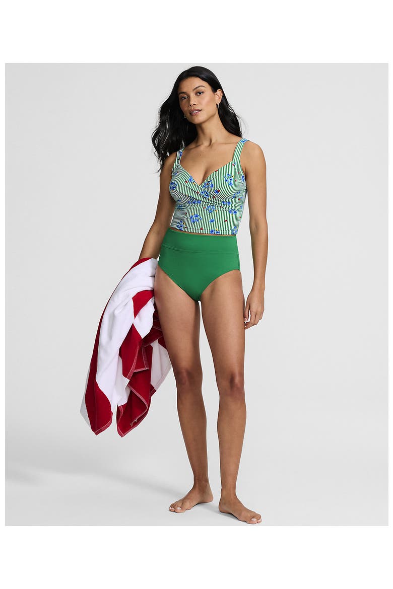 Sweetheart Wrap Midkini Top, Alternate, color, Floral/Vibrant Clover Stripe