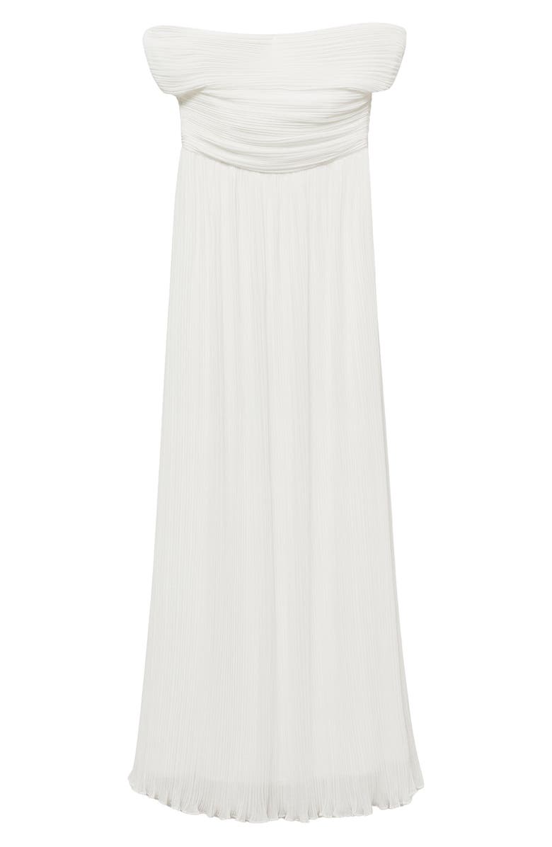 MANGO Plissé Off the Shoulder Maxi Dress, Alternate, color, 