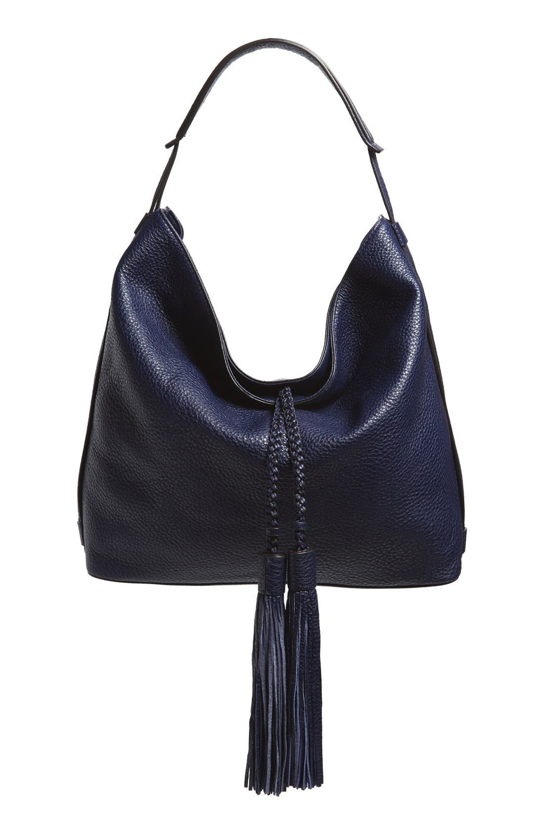 'Isobel' Tassel Leather Hobo, Main, color, MOON/ LIGHT GOLD HRDWR