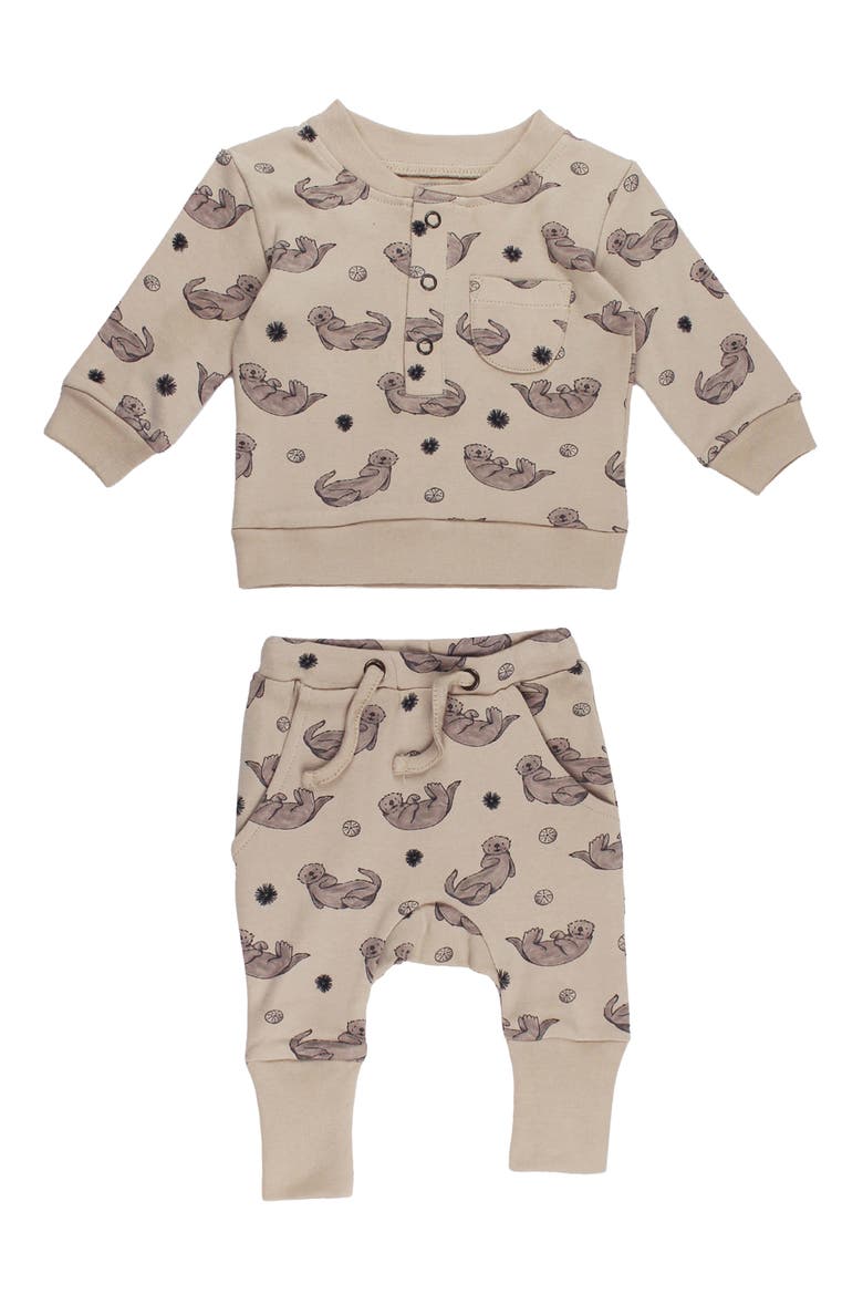 Kids' Cotton Henley Sweatshirt & Joggers Set, Main, color, SEA OTTER