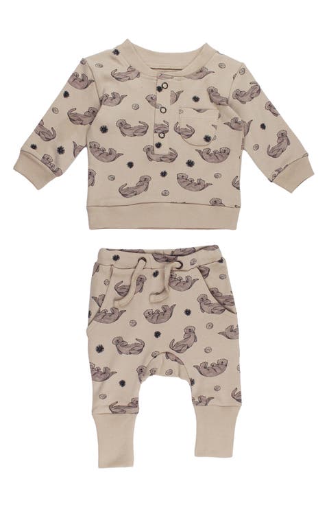 Kids' Cotton Henley Sweatshirt & Joggers Set