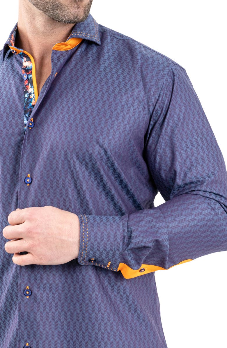 Maceoo Einstein Jacqpique Button-Up Shirt, Alternate, color, Purple
