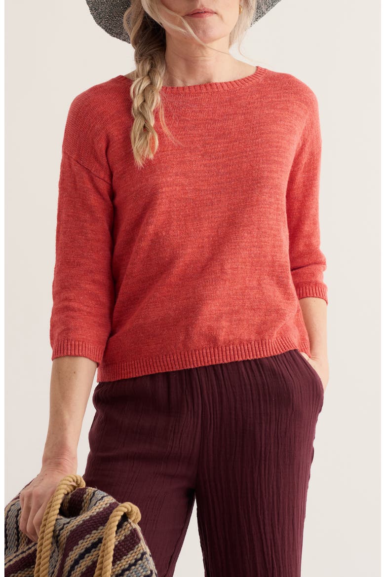 Knavock Button Back Organic Cotton & Linen Sweater, Alternate, color, CRAB CLAW