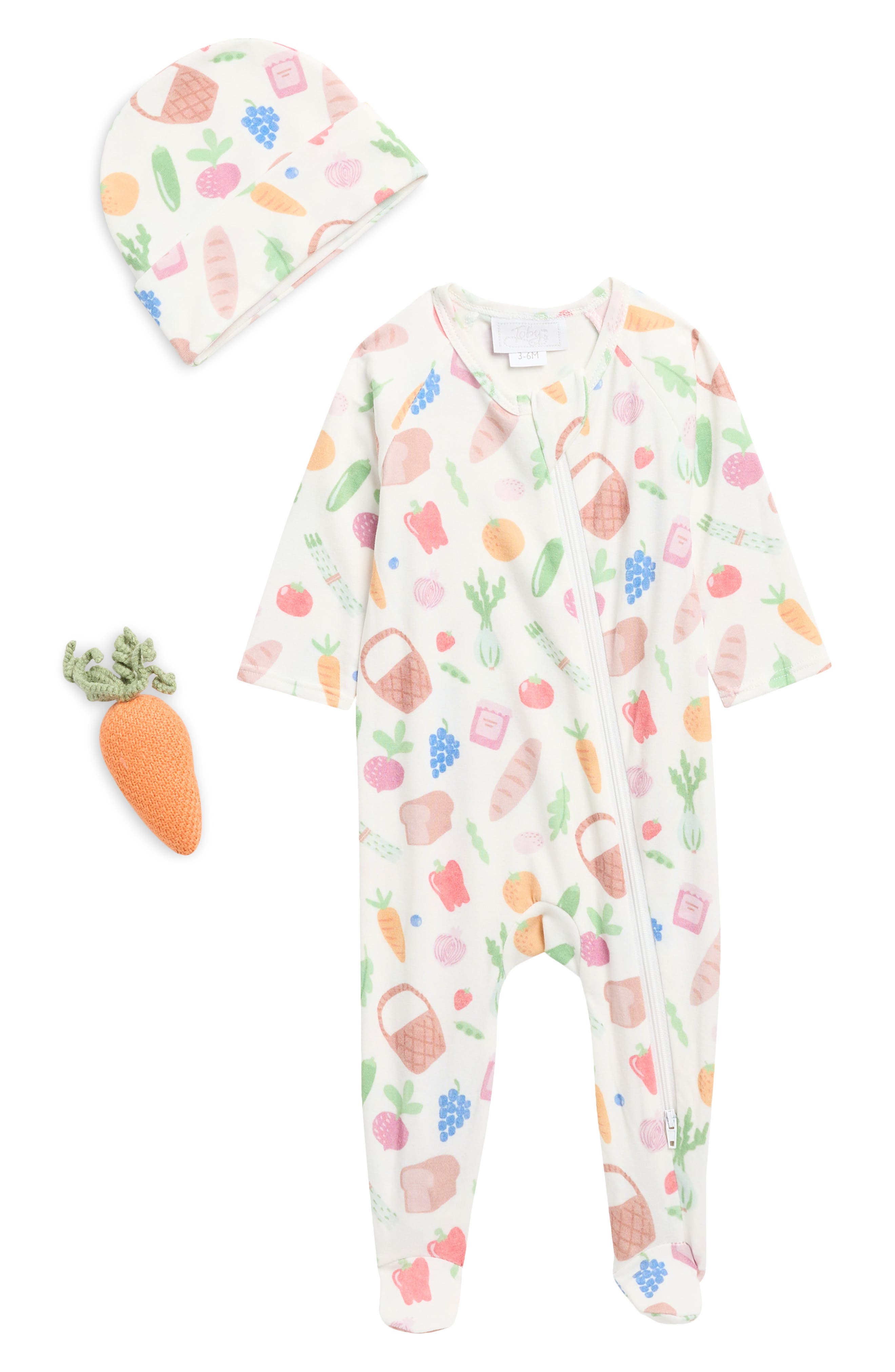 Toby Babies'  Farmers' Market Footie, Hat & Toy Set In White