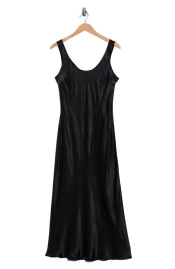 Rails Kailani Sleeveless Satin Midi Dress In Black