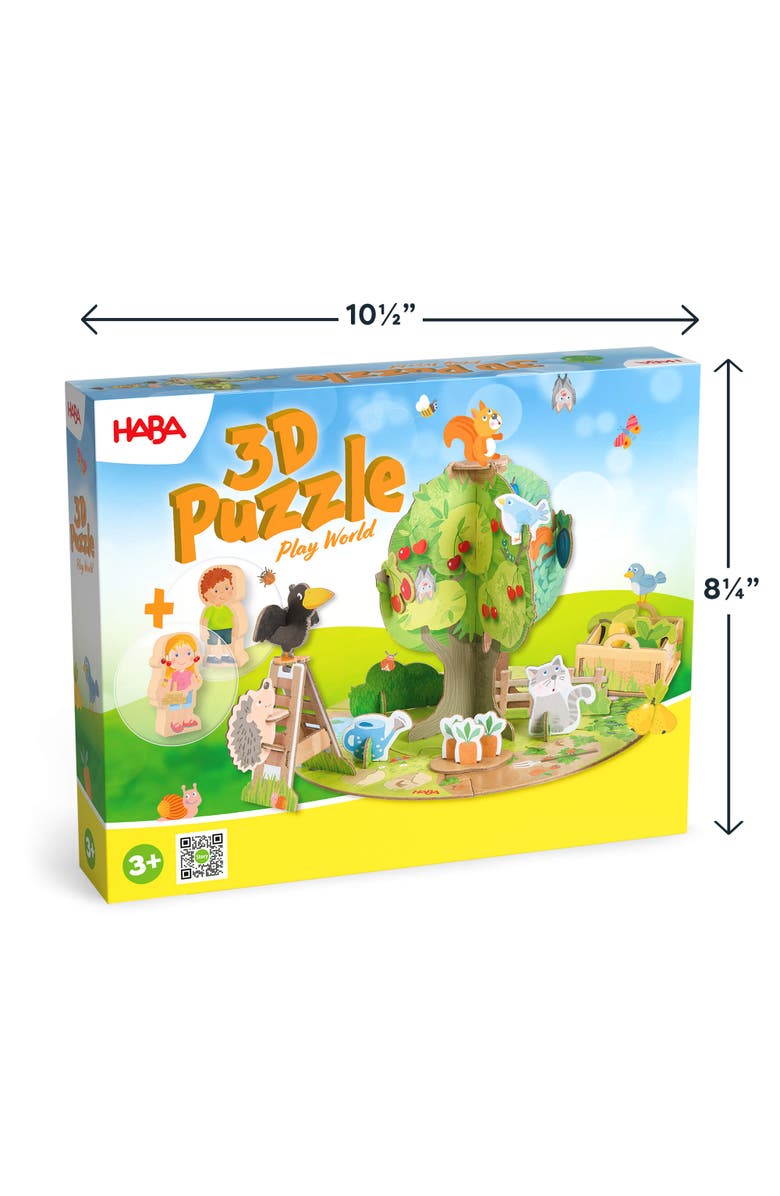 HABA 3D Puzzle Orchard Play World 40 Pieces with Wooden Figures, Alternate, color, Green Multi