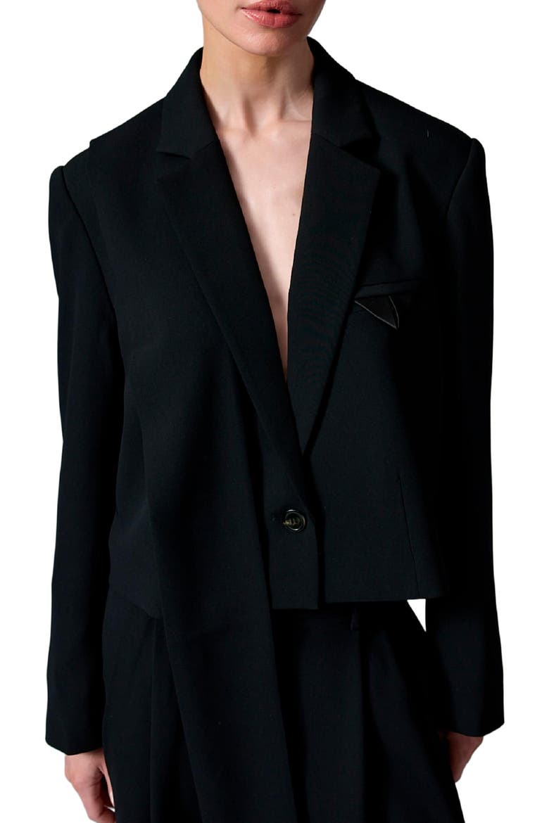 Edie Cropped Gabardine Blazer, Alternate, color, Black