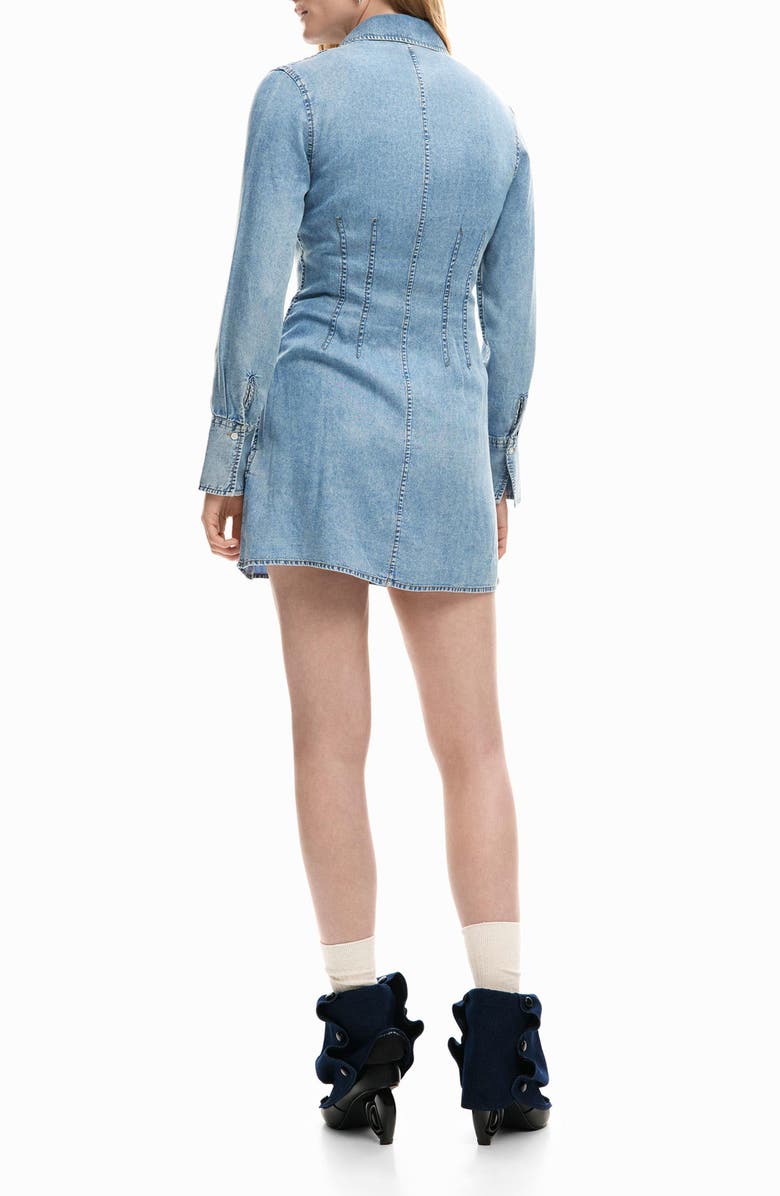 Desigual Long Sleeve Denim Shirtdress, Alternate, color, Light Blue