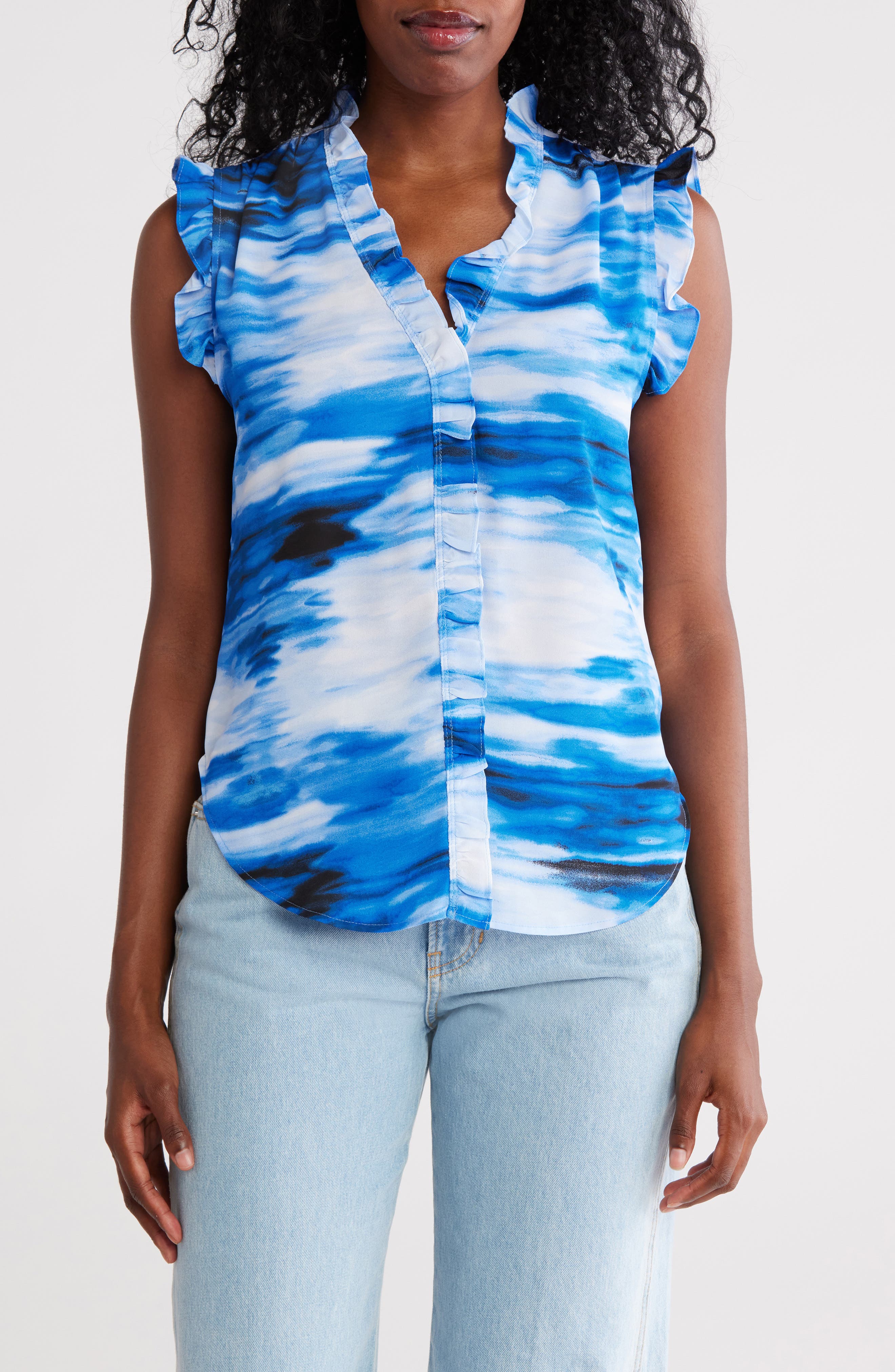 DKNY Ruffle Georgette Top